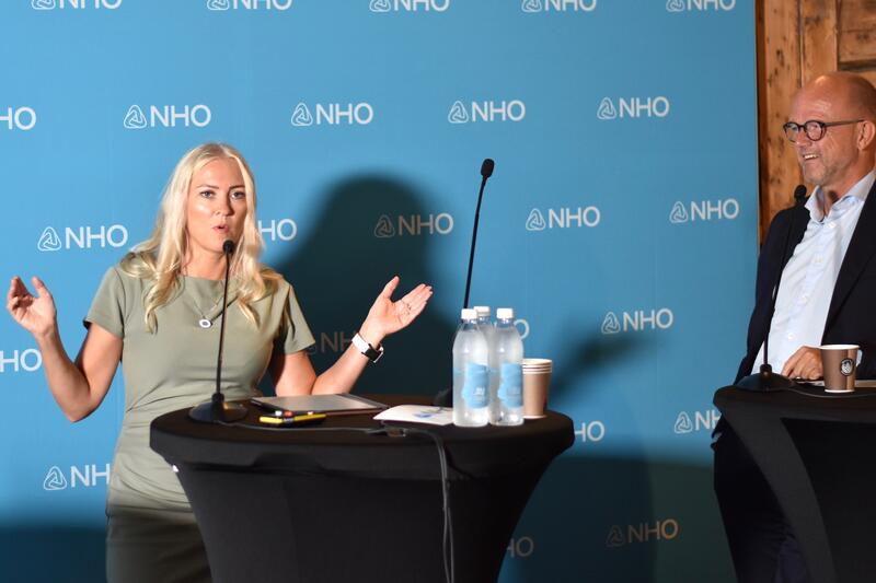 Lill Sverresdatter Larsen og Ole Erik Almid, administrerende direktør i NHO