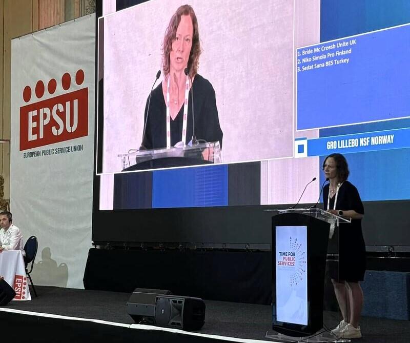 Gro Lillebø taler for EPSU