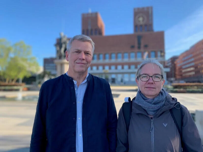 Bildet viser fra venstre, nestleder Bård Eirik Ruud og leder Marianne Lange Krogh i Unio Oslo kommune.