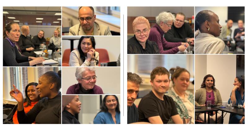 flere bilder av personer samlet i et fagmøte satt sammen